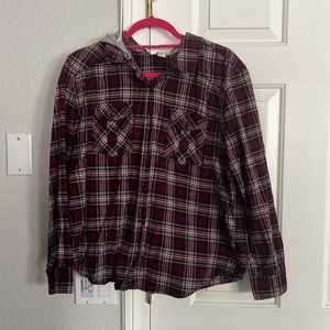Forever 21 burgundy flannel with removal hoody